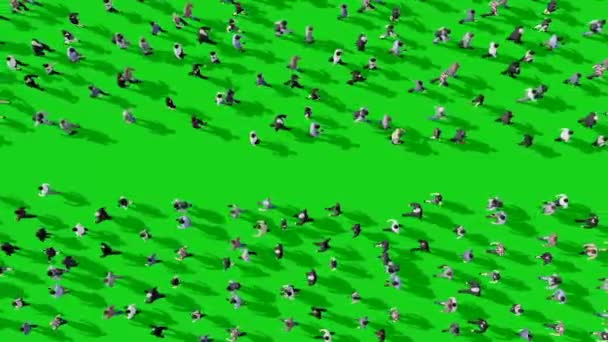在绿色屏幕背景下的3D动画渲染中 人行横道的空中观看人群 — 图库视频影像