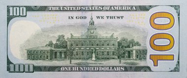 One hundred dollars , close - up . With small details.