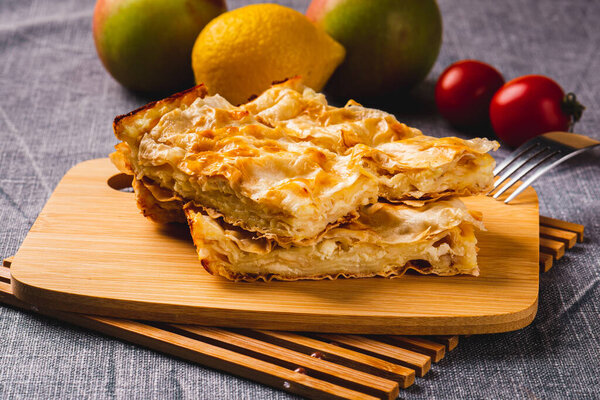 Cheese pie. Homemade baking. Traditional pie.