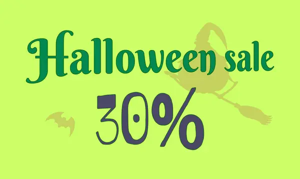 Promoción Descuento Halloween Banner Plantilla Silueta Calabaza Sobre Escoba Ilustración — Foto de Stock