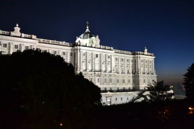 Royal palace seen from Sabatini gardens, night shot clipart