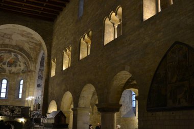 Interior of the Romanesque Basilica of St. George, located in Prague Castle clipart