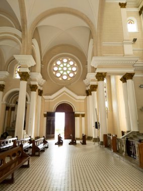 Ilheus, Bahia, Brazil - December 30th, 2022: Panoramic view of the interior of the Cathedral of St Sebastian located in the Historic Center of Ilheus Bahia Brazil.
