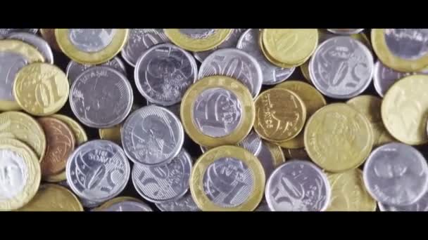 Brazilské Mince Rotují Peníze Brazílie Brazilský Real — Stock video