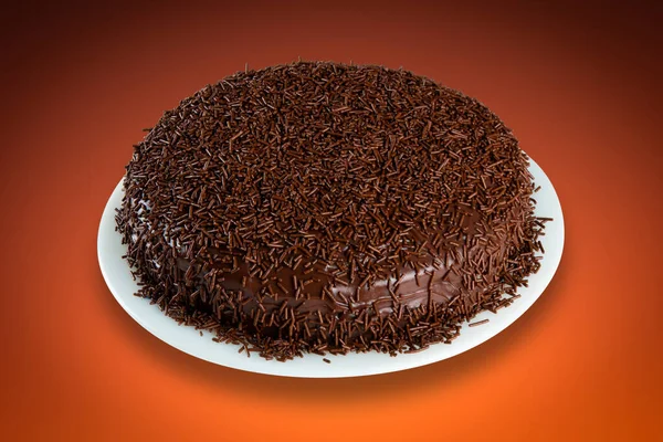 チョコレートケーキとブリガダイロの霜降り トップビュー — ストック写真