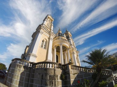 ILHEUS, BAHIA / BREZİL - 27 Mayıs 2023. Güney Bahia 'daki Ilheus şehrinin tarihi merkezinde Sao Sebastiao Katedrali manzarası.