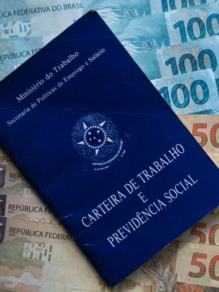Braziliaanse Werkkaart Braziliaanse Bankbiljetten — Stockfoto