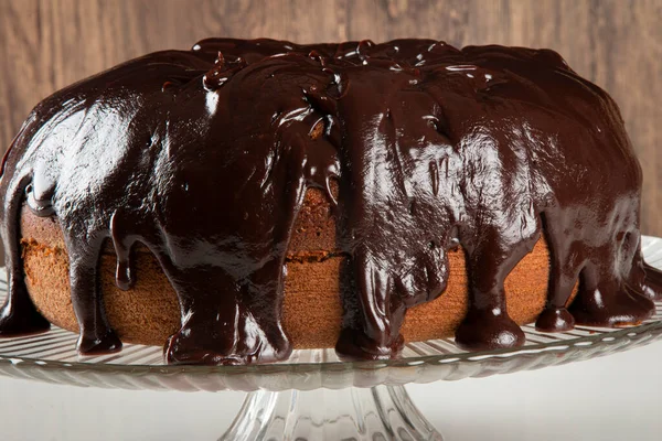 Delicious Chocolate Cake Chocolate Icing — Stock Photo, Image