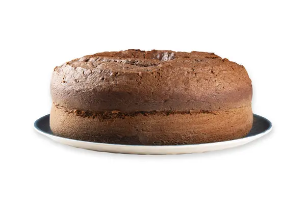 ホワイトバックに自家製チョコレートケーキ サイドビュー — ストック写真