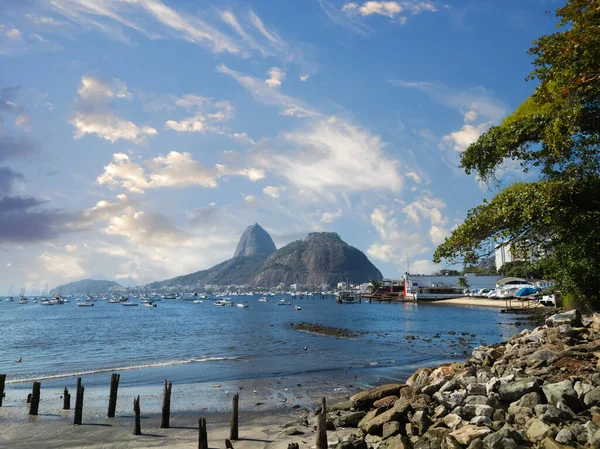Vista Montaña Sugarloaf Río Janeiro Brasil Imagen de archivo