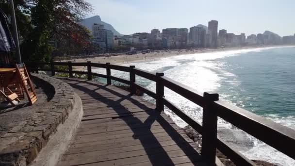 Utsikt Över Stranden Från Mirante Leblon Rio Janeiro Brasilien — Stockvideo