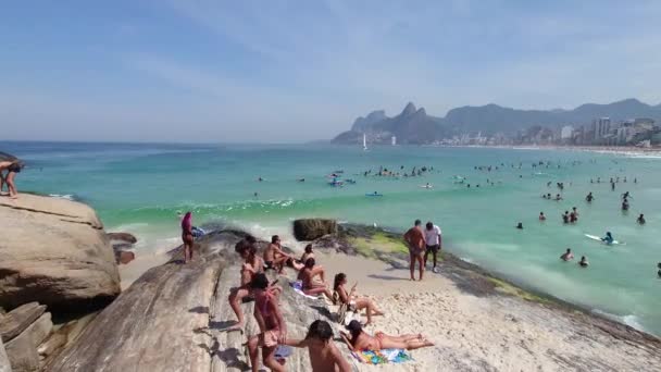 Rio Janeiro Brasilien September 2023 Panoramautsikt Över Ipanema Och Stranden — Stockvideo