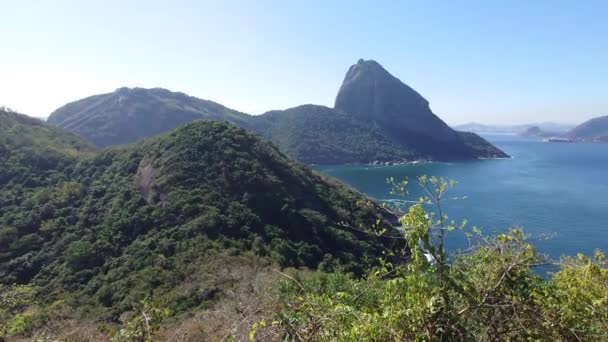 Πανοραμική Θέα Του Βουνού Sugarloaf Και Guanabara Bay Ρίο Ντε — Αρχείο Βίντεο