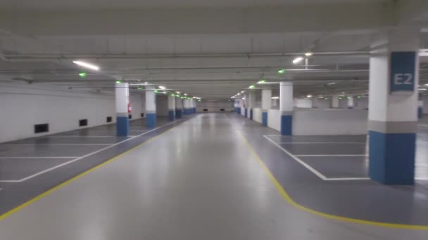 Panoramic View Empty Shopping Center Parking Lot — Stock Video