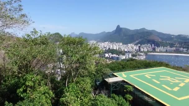 Panorámás Kilátás Városra Rio Janeiro Sugar Loaf Hegy Tetejéről — Stock videók