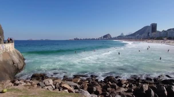 巴西里约热内卢 2023年11月2日 巴西里约热内卢Leme海滩全景 — 图库视频影像