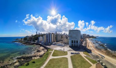 Salvador Bahia Brezilya 'daki Barra mahallesinin panoramik hava manzarası.