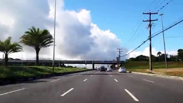 Салвадор Бахия Бразилия Июля 2023 Time Video Traffic Driving Alvenida — стоковое видео