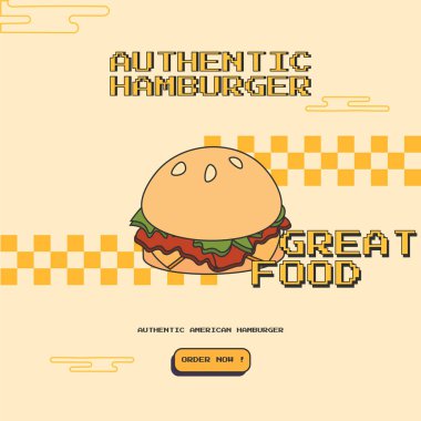 burger design poster, banner vintage style