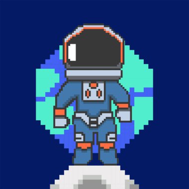 astronout pixel art design vector