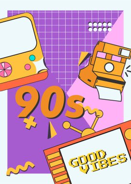 90s abstract poster design party element