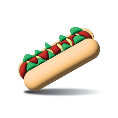 3d hot dog icon isolated white
