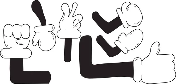 retro el karakter vektör tasarım koleksiyonu