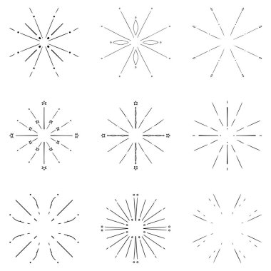 güneş patlaması vektör tasarım ögesi koleksiyonu 