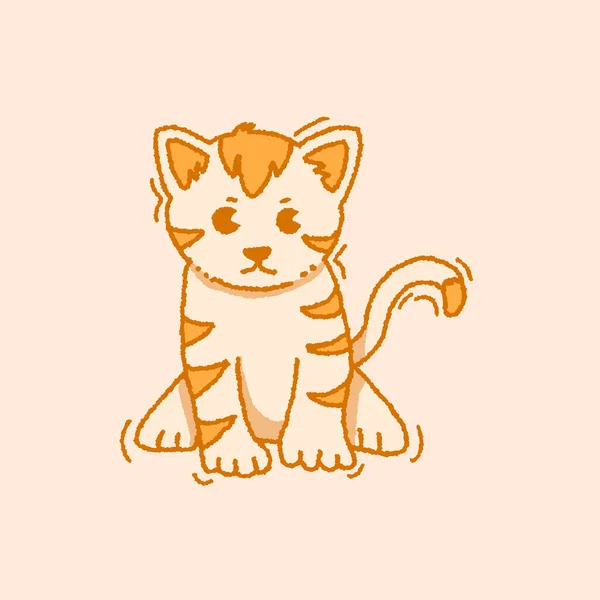 귀여운 고양이 디자인 크레용 스타일 — 스톡 벡터