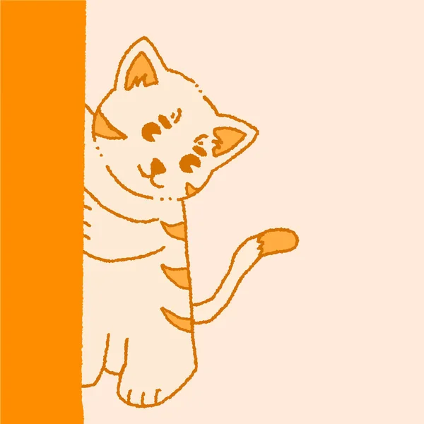 Lindo Gato Vector Diseño Crayón Estilo — Archivo Imágenes Vectoriales