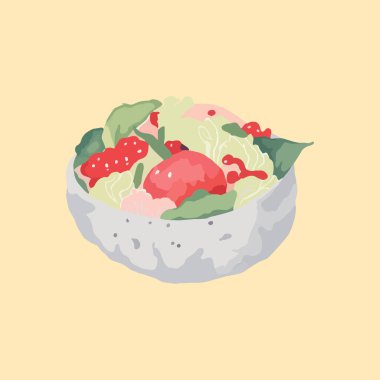 Asya yemek çorbası tasarım elementi