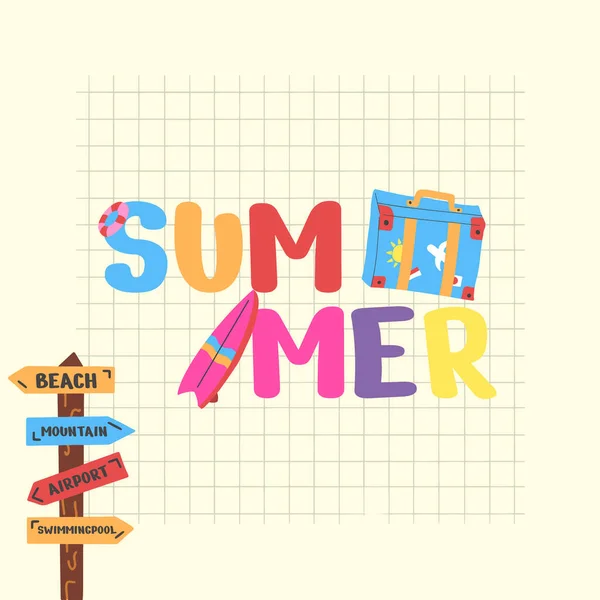 Summer Tempo Poster Elemento Design Venda — Vetor de Stock