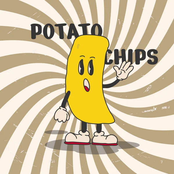 Chips Sinack Cute Retro Vintage Caracter — Vetor de Stock