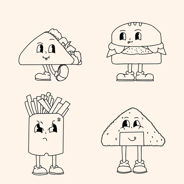 Fast Food Retro Cute Character Mascot — Stockvektor