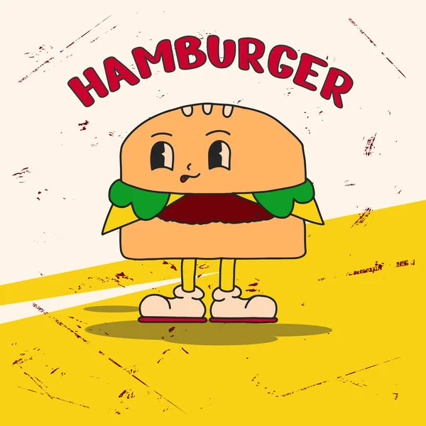 Fast Food Retro Cute Hoofdstuk Mascot — Stockvector