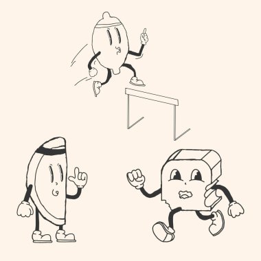 RETRO Spor Karakteri El Çizim Stili