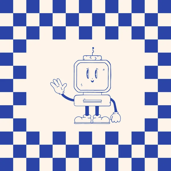 Retro Tech Character Mascot Hand Draawing Style — Wektor stockowy