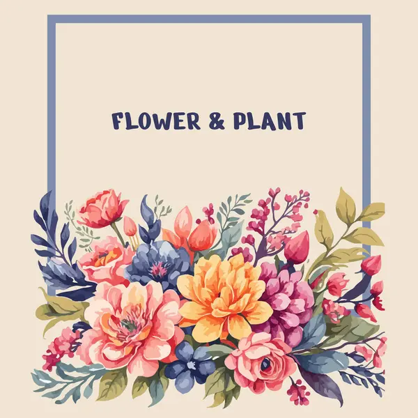 çiçek çerçevesi tasarımı yağ boyama vektörü