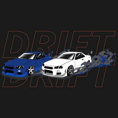 kumaş tasarım vektörü için drift araba tasarımı