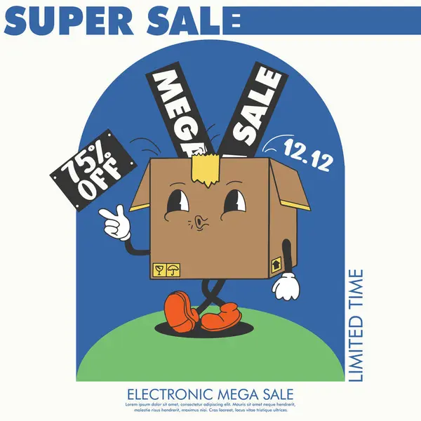 kutu mega satış karakter vektörü etiketi