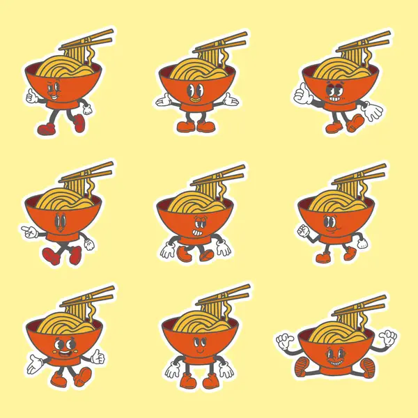 ramen tasarımı retro vektör etiketi 