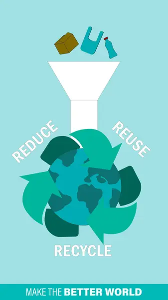 Yeşil küçültme, yeniden kullanma, geri dönüşüm pankartı arka planı, yeşil bayrak, dünya günü. Geri dönüşüm günü.