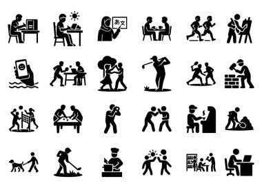 proffesion ve hobi 24 set simgesi