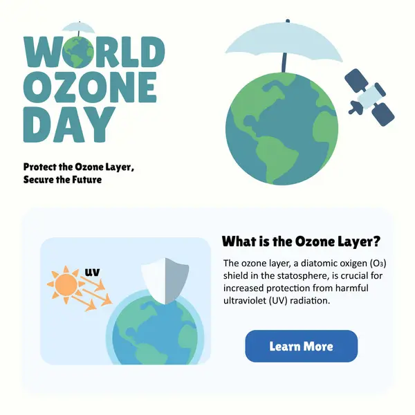 Dünya ozon günü kampanya eğitimi için poster sosyal medyası
