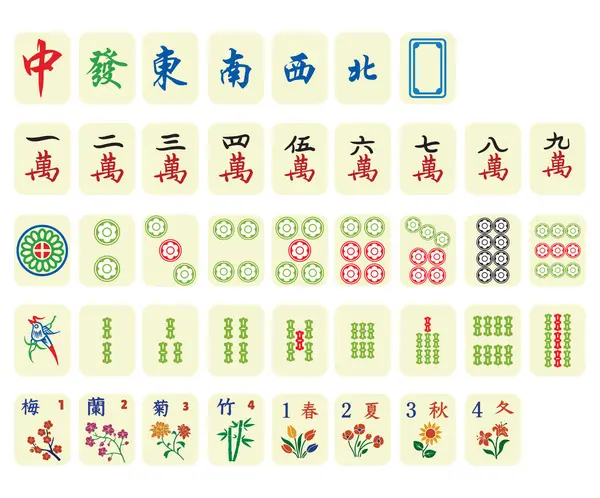 Mahjong fayansları kraliyet elementini ayarlar