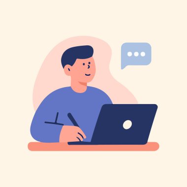 Okula geri dön. Poster, okul pazarlaması, toplama vs. için düz tasarım tarzında bir poz karakteri oluştur.