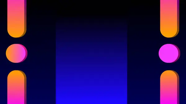 暗夜背景下带有蓝色带占位符的三维黄昏几何形状 — 图库矢量图片
