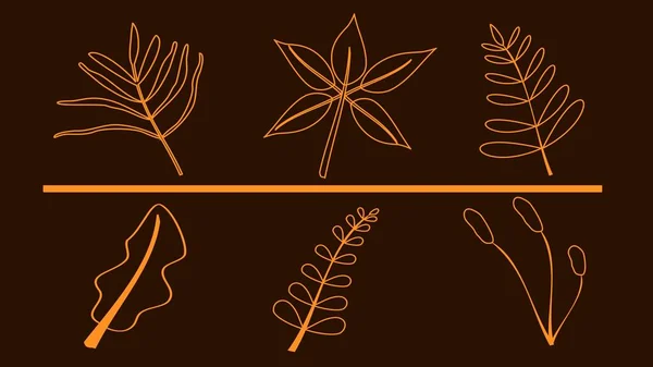 Turuncu Sonbahar Yapraklarının Ana Hatları Grafik Tasarım Elementleri — Stok Vektör
