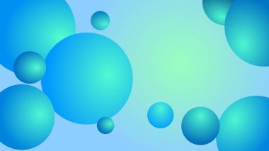 Mavi yeşil ışık kopyalama alanı ile mavi yeşil balon küreleri arka plan.
