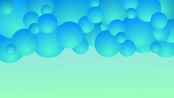 Kütle Mavi Yeşil Kabarcık Küreleri Işık Efekti Gradyan Arkaplan Üzerinde — Stok Vektör